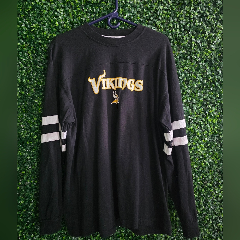 NFL Team Apparel Men's Black Vikings Long Sleeve Shirts SizeL